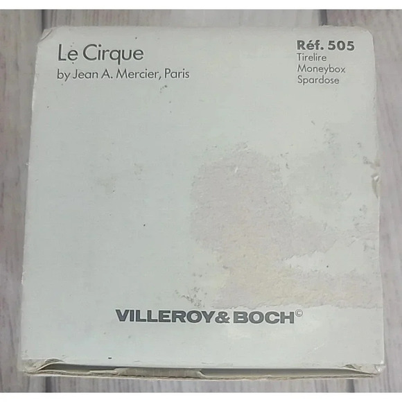 Villeroy & Boch Le Cirque Ceramic Moneybox Piggy Bank 3" Cube Key New Old Stock - Picture 10 of 14